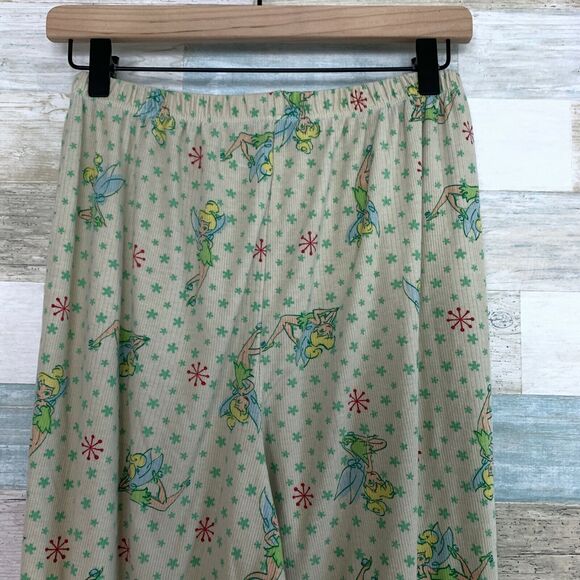 Disney Tinkerbell Thermal Jogger Pajama Pants Green Yellow Womens Medium 8 10 - Picture 4 of 6